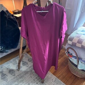 Vibrant Purple V-Neck T-Shirt Dress